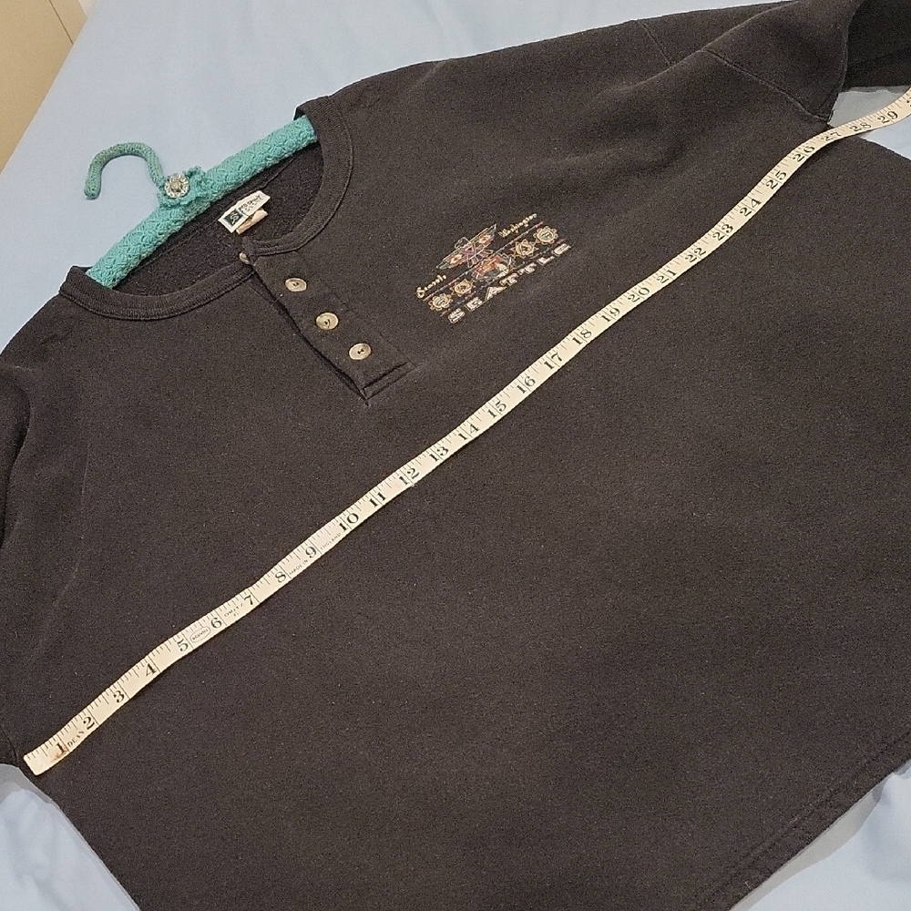Seattle Black Long Sleeve Henley Shirt - Picture 7 of 8